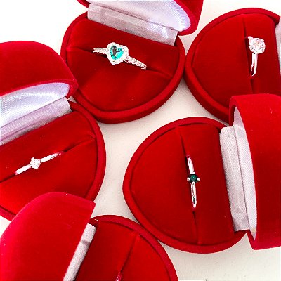 Caixa para anel em veludo - Vermelho