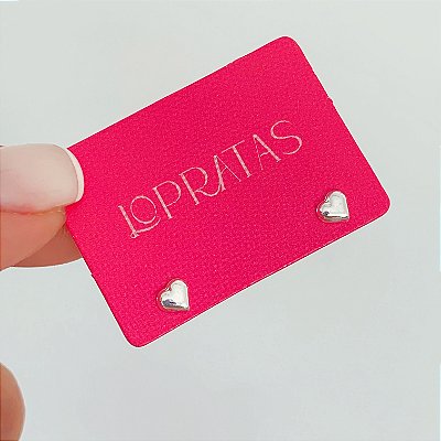 Brinco mini coração banhado a Prata