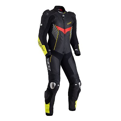 Macacão Texx 1 Peça Pista Preto Amarelo Vermelho