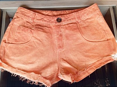 SHORTS JEANS ESTONADO LARANJA