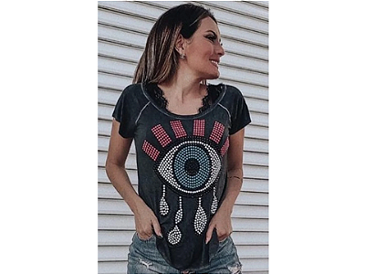 T-SHIRT  ESTONADA OLHO GREGO