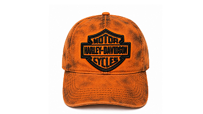 Boné Harley-Davidson Laranja Estonado Vintage Bordado