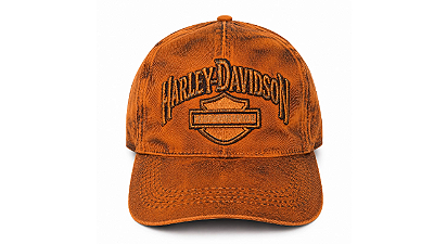 Boné Harley-Davidson Laranja Estonado Vintage Bordado