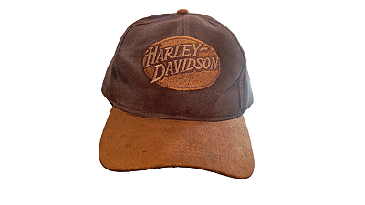Boné Harley-Davidson Marrom Aba Camurça Bordado Oval