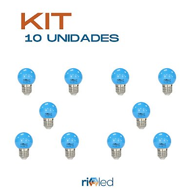 Kit 10 - Lâmpada Bolinha Led Decorativa 1W Azul Camarim Decorativa