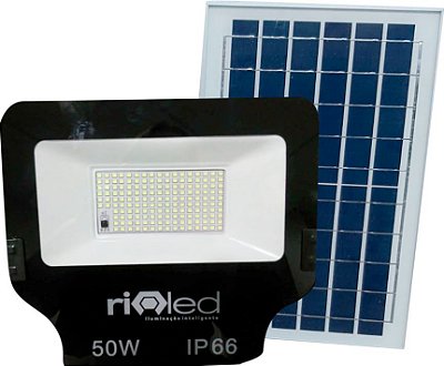 Refletor Placa Solar Led 50w Controle Remoto Branco Frio - Rio LED  Importadora e Distribuidora
