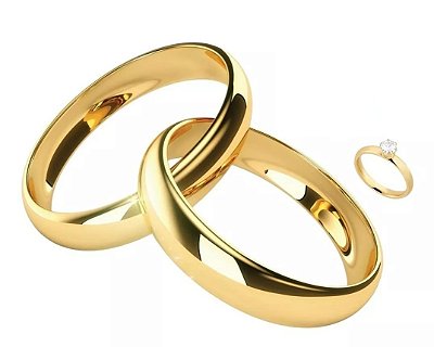 Combo Alianças De Noivado e Casamento Douradas em Aço lisa tradicional 4 mm + Anel Solitário liso ( 2 anos de garantia)