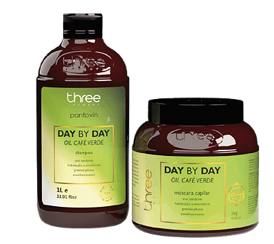 Pantovin Day By Day Oil Café Verde Kit Shampoo e Máscara Hidratação 500ml
