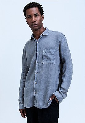 CAMISA LINHO STONE CINZA GRAFITTI