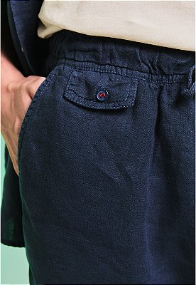 BERMUDA PURO LINHO RELAX BLEU