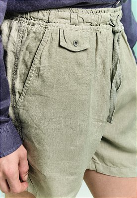 BERMUDA PURO LINHO RELAX VERDE MATCHA