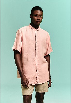 CAMISA LINHO MC STONE WASH SALMON