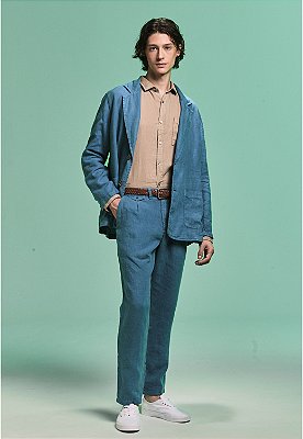 CALÇA SOCIAL LINHO STONE BLEU