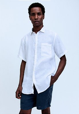Camisa Linho Blanc manga curta