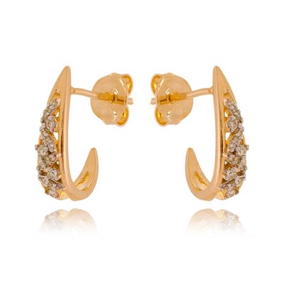 ARGOLA FOLHEADA A OURO 18K COM ZIRCÔNIAS E RÓDIO