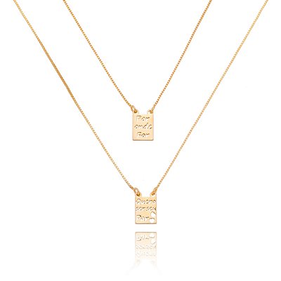 Escapulário com frase folheado a ouro 18k