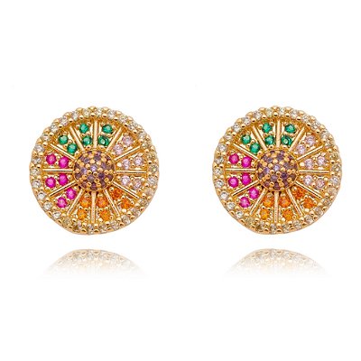 Brinco pizza com zircônias folheado a ouro 18k