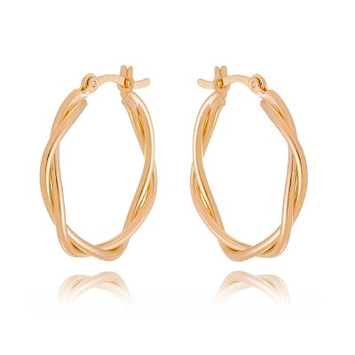 ARGOLA FOLHEADA A OURO 18K DOIS FIOS TORCIDOS