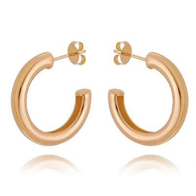 ARGOLA GROSSA FOLHEADA A OURO 18K