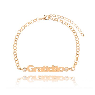 PULSEIRA GRATIDÃO COM ELOS FOLHEADA A OURO 18K 18cm