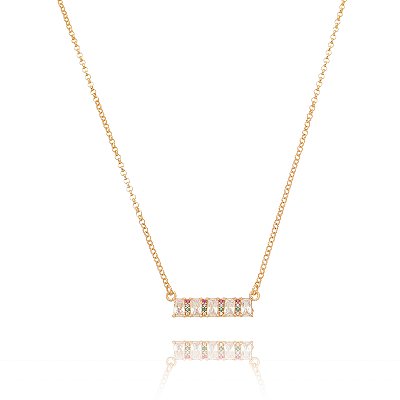 GARGANTILHA COM BAGUETES DE ZIRCÔNIA FOLHEADO A OURO 18K