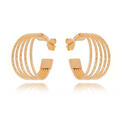 Argola com 5 fios folheada ouro 18k