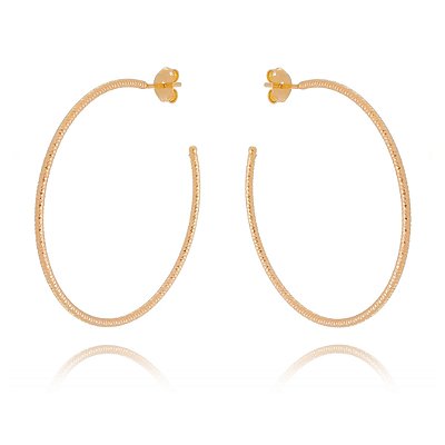 ARGOLA TRABALHADA FOLHEADA A OURO 18K