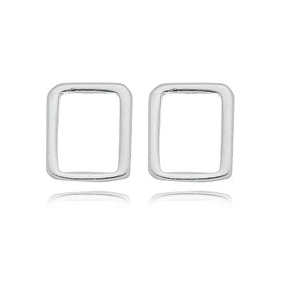 BRINCO DE PRATA RETÂNGULO VAZADO