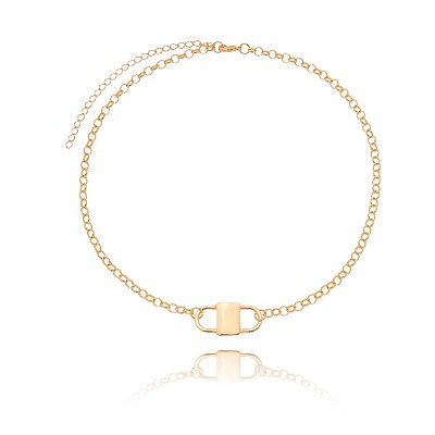 GARGANTILHA DE ELOS COM PINGENTE FOLHEADA O OURO 18K