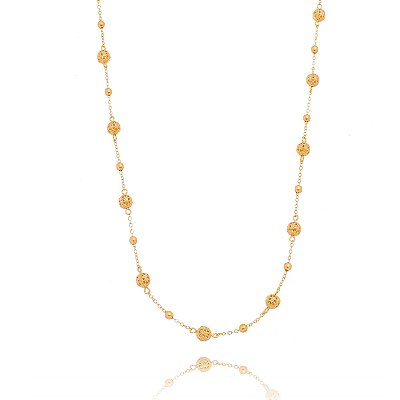 Gargantilha com bolas variadas folheada a ouro 18k