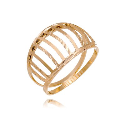 ANEL COM TRAÇOS TRABALHADOS FOLHEADO A OURO 18K