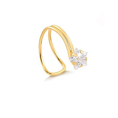 PIERCING FAKE DE OURO 18K COM ESTRELA DE ZIRCÔNIA AU40/2/80