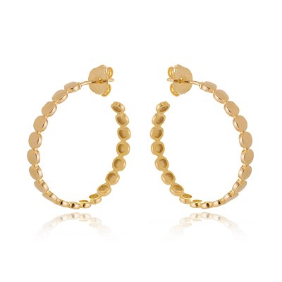 ARGOLA FOLHEADA A OURO 18K COM BOLAS BATIDAS