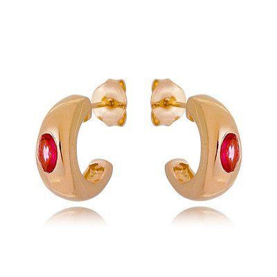 Argola com zircônia folheada a ouro 18k