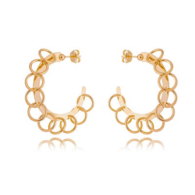 Argola com elos folheada a ouro 18k