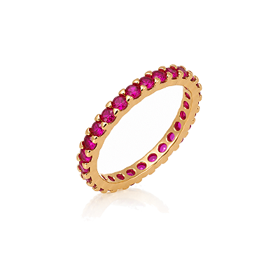 Anel com zircônias folheado a ouro 18k