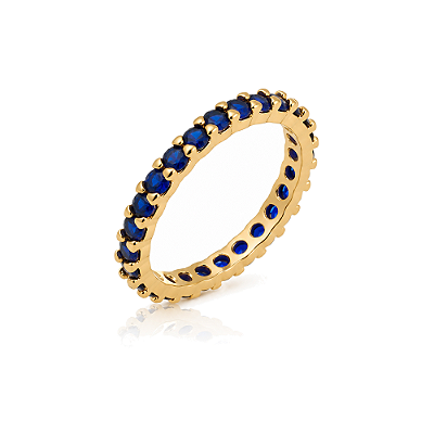 Anel com zircônias folheado a ouro 18k