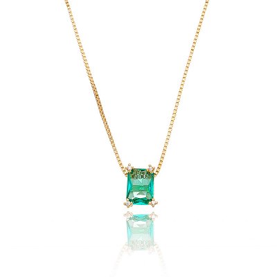 Gargantilha com zircônia verde folheada a ouro 18k