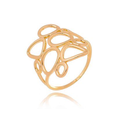 Anel elos geométricos folheado a ouro 18k