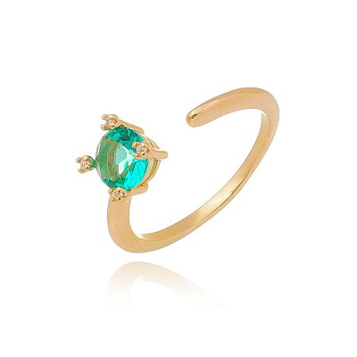Anel aberto com zircônia folheado a ouro 18k