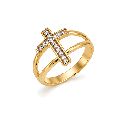 Anel cruz com zircônias folheado a ouro 18k