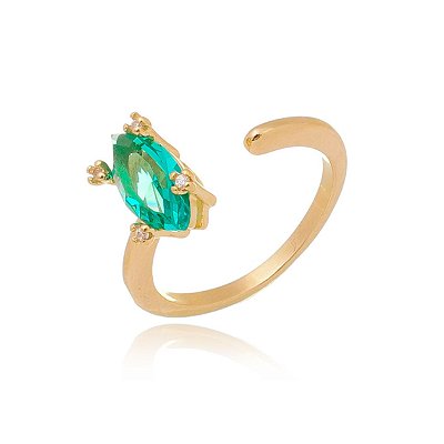 Anel aberto com zircônia folheado a ouro 18k