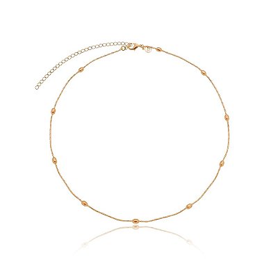 GARGANTILHA FOLHEADA A OURO 18K COM BOLAS