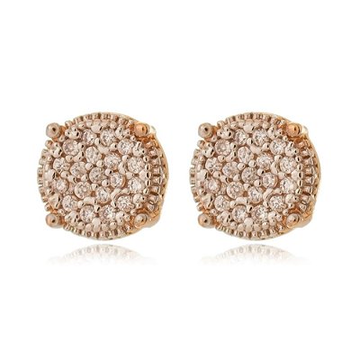 BRINCO REDONDO FOLHEADO A OURO 18K COM RÓDIO E CRAVEJADO COM ZIRCÔNIAS