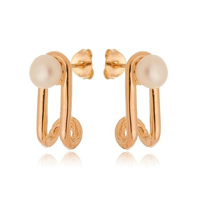 Brinco pérola folheado a ouro 18k
