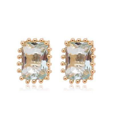 BRINCO QUADRADO FOLHEADO A OURO 18K AZUL