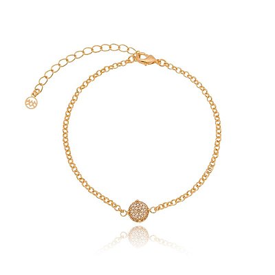Pulseira com zircõnias folheada a ouro 18k 18cm