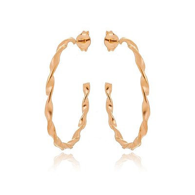 ARGOLA TRABALHADA FOLHEADA A OURO 18K