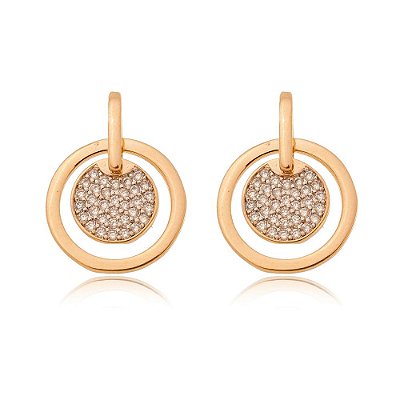 Brinco com zircônias folheado a ouro 18k