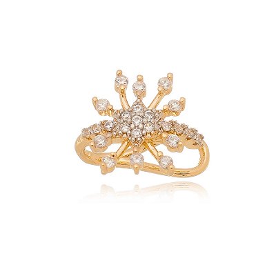 PIERCING FAKE FOLHEADO A OURO 18K COM ZIRCÔNIAS